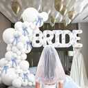 White Bride Balloons 40 inch with Ribbon Bows, Bachelorette Bride To Be Embroidered Veil, White Headpiece, Bachelorette Party Decor, Wedding Party, Engagement Party, Bridal Photo Booth