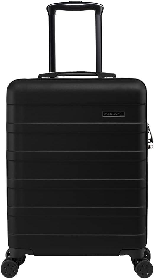 Cabin Max Anode 44L 55x40x20cm Carry On Hand Luggage Suitcase - Lightweight, Hard Shell, 4 Wheels, 3 Digit Combination Lock (Black)