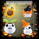 2 x YUXIYAN Halloween Ghost Gifts,Emotional Support Halloween Positive Ghost Crochet for Women Mom Friends Coworkers Teacher Christmas,Birthday,Thank You,Encouragement Gifts for Office Desktop Home Decor (Black Orange Hat Ghost)