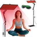 Red Light Therapy for Face and Body, 3-Wavelength (660nm Red, 850nm, 940nm Infrared) LED Infrared Light Therapy Lamp with Adjustable Stand, Protective Glasses for Home Use, Gift for Women Girls