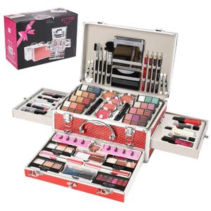 All in One Makeup Kit for Teens, 106 Pcs Professional Makeup Kit for Women Full Kit, Include Eyeshadow Palette, Lipstick Set, Concealer, Foundation, Lipgloss, Make-up Brush(Red)