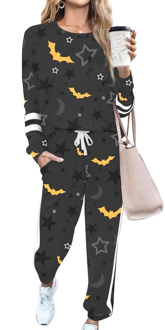 RUBZOOF Womens Lounge Sets 2 Piece Sweatsuits Fall Outfits Halloween-A 2XL (XXL)