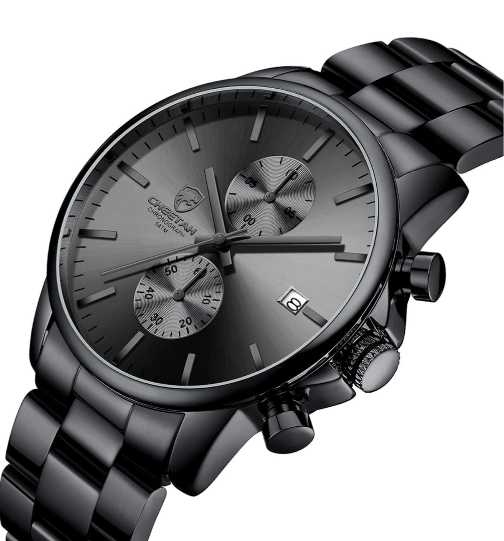 GOLDEN HOUR Fashion Business Mens Watches with Stainless Steel Waterproof Chronograph Quartz Watch for Men, Auto Date