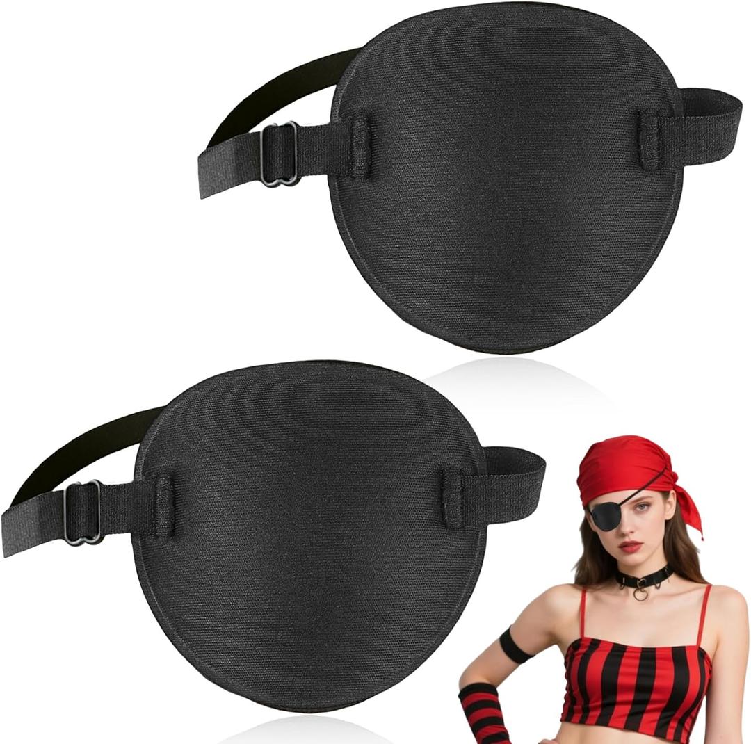 2 Pcs Eye Patch, Eye Patches for Women, Eye Patch Medical, Adjustable Eye Patches, One Black Eye Cover for Lazy Eye
