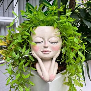Face Planters Pots Head - Cute Succulents Plants Planters, Plant Pots Indoor with Drainage System, Garden Gifts for Women, Garden Decorations for Outdoor, Unique Ornaments for Home