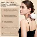 Neck and Shoulder Massager with Heat, 4D Bionic Hands Deep Tissue Heated Massager Simulates Human Palm Massage, 3 Levels & 2 Temperatures, Portable Kneading Massage Machine, Gifts for Man Women