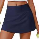 PINSPARK Womens Tennis Skirt High Waisted Golf Skort with 2 Pockets Stretchy Athletic Skirts for Workout Pickleball Running (Medium, Navy Blue)