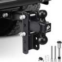 METOWARE Adjustable Trailer Hitch - Heavy Duty Tow Hitch Fits 2'' Receiver (22,000 LBS GTW) - Drop Hitch with 4'' Drop/Rise for Truck, Double Stainless Steel Locks & Hitch Pin