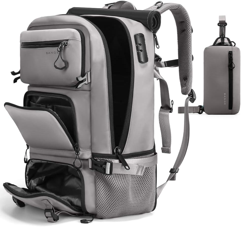 FUTURE AESTHEICS Travel backpack Carry-on Travel Backpack For Women Men Flight Approved Business Weekender Overnight Waterproof Daypack (Grey)