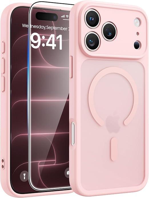 FNTCASE for iPhone 18 Pro Max Case/iPhone 17 Pro Max Case, Screen Protector
Fit for Magsafe, Camera Protection, Translucent Matte, 14FT Military Grade Drop Proof, Shockproof Phone Cover, Light Pink