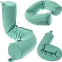 Dot&Dot Twist Memory Foam Travel Pillow for Airplanes - Travel Neck Pillow for Sleeping - Airplane Pillow for Neck Support - Adjustable, Bendable Neck Roll Pillow (Mint, One Size) (Standard (26"), Green)