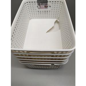 Plastic Storage Baskets Set of 6 Sturdy Pantry Organizers and Storage Bins Storage Container for Shelves, Countertops, Desktops, Cabinets, Bedrooms,White