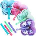 Taiyin 24 Pcs Butterfly Paper Hand Fans Decorative Folding Handheld Fans Butterfly Party Supplies for Summer Holiday Wedding Birthday Baby Shower Party Decor Travel Camping Employee Gift DIY Crafts