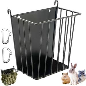 Upgrades Rabbit Hay Feeder - Guinea Pig Hay Feeder - Metal Frame Hay Rack with Adjustable Hook - Less Wasted - for Guinea Pigs - Chinchilla Bunny Cage Accessories - Bunny Feeder