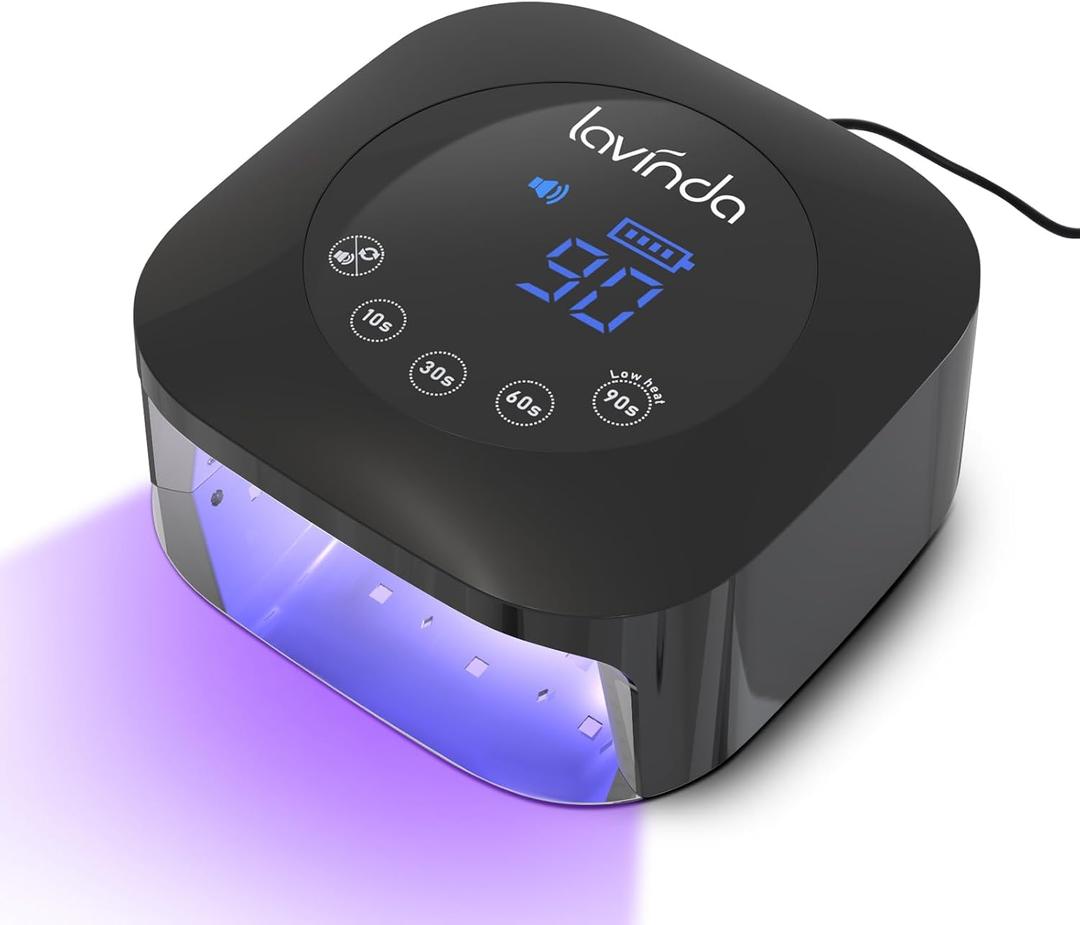 Lavinda UV LED Nail Lamp, 54W UV Nail Light for Gel Polish Acrylic Nails, Professional Gel Nail Lamp with Auto Sensor Fast Curing Nail Dryer 4 Timer Settings Nail Art Tools for Salon Home Use (Black-Plug in)