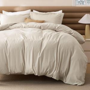 Bedsure Removable Cover with Comforter Duvet Insert California King - 4 Pieces Beige Prewashed Soft Bedding Set for All Seasons Use, Includes 1 Duvet Cover, 1 Comforter, 2 Pillow Shams