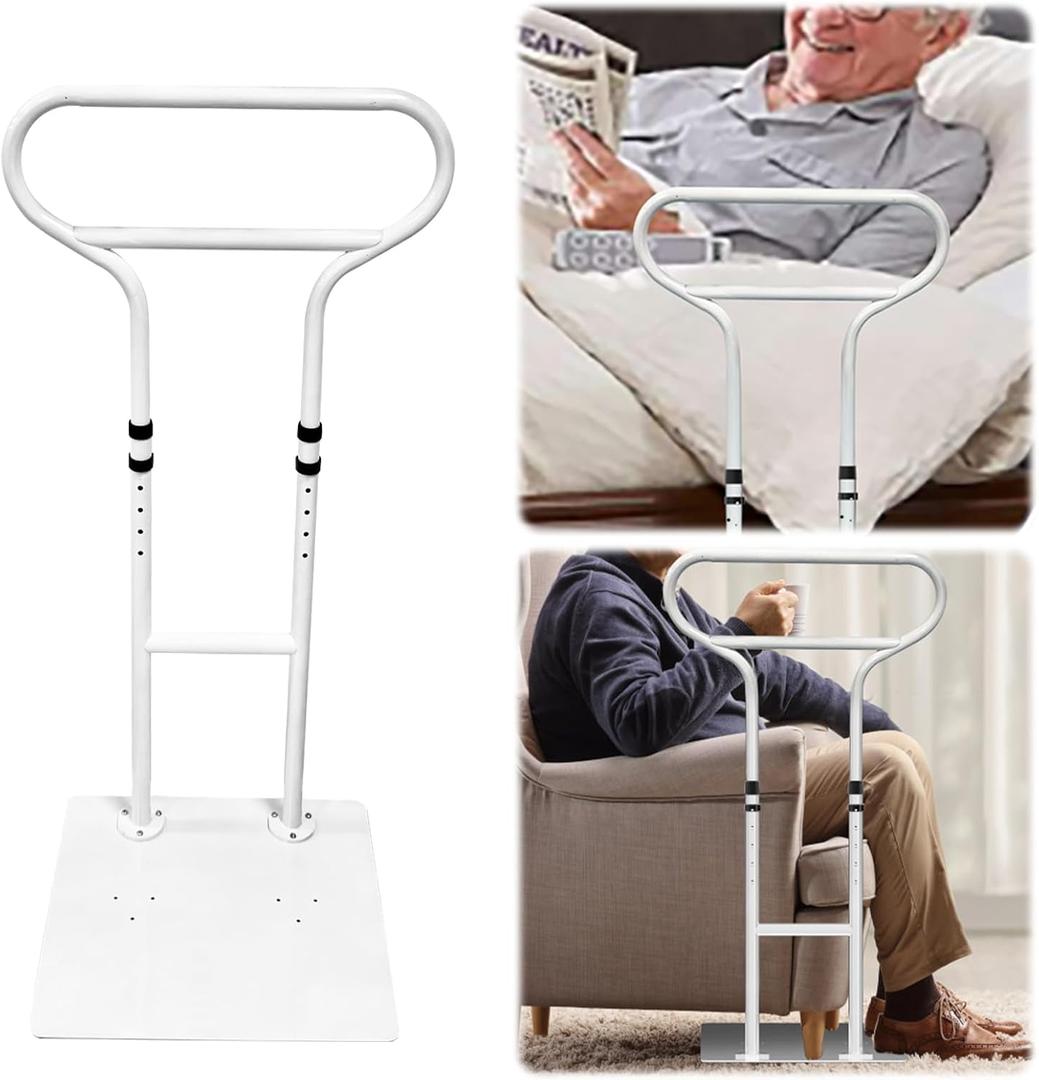 THOOUM Bed Rails for Elderly Adults Safety, Adjustable Bed Cane for Elderly, Heavy Duty Stand Assist Railing for Seniors, for Couch, Chair, Full, Twin Bed (260LBS Loading, 5 Heights, White)