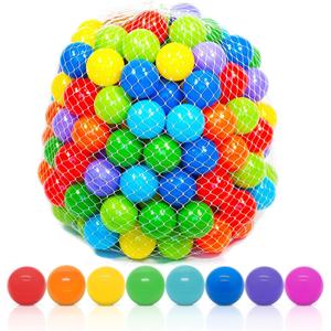 Playz Soft Plastic Mini Ball Pit Balls 50 Count - w/ 8 Vibrant Colors - Crush Proof, No Sharp Edges, Non Toxic, Phthalate & BPA Free for Baby Toddler Ball Pit, Play Tents & Tunnels Indoor & Outdoor