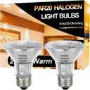 PAR20 39W Halogen Flood Light Bulbs 2PCS, 39w 120V 480 Lumens, E26 Medium Base, 2800K Warm White Dimmable for Indoor Spotlight, Range Hood Light Bulbs, Recessed Bulbs