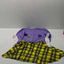 JcHrmers Shaking Fish Bag Costume Purple Sweatshirt Yellow Plaid Skirt Knee High Socks Hair Ties Goldfish Fake Braces, Size Large