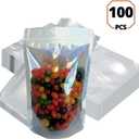 Stand Up Pouch Bags, 6" x 9", Heavy Duty, 100 Pack, Clear Front with Aluminum Foil Back - Resealable Ziplock and Heat Sealable for Food Storage