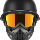 Motorcycle Half Helmets with Face Shield, German Style Motorcycle Helmet for Adult Men Women, DOT Approved Retro Half Shell Helmet for Moped Cruiser Scooter M