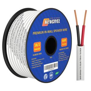 Speaker Wire 18 Gauge 50FT, Electrical Wire,18 AWG Stranded PVC Extension Cord, 12V Low Voltage/Tinned Copper/Flexible Cable for Automotive Wiring, Lamp Cord, Marine Cable-CCA