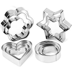 iPstyle Metal Cookie Cutters Shapes Set, 12pcs Different Frames Fondant Cutter Molds for Cakes, Biscuits and Sandwiche, Professional Baking Dough Tools And Donut Cutter Ring Molds (DIY-12Pcs)