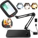 10X 30X Magnifying Glass with Light and Stand, Large Desk Lamp Magnifiers | Large Crystal-clear Magnifies,3 Color Modes&10 Brightness Levels for Reading, Crafting, Repair, flexible Arm, Large Stable Base