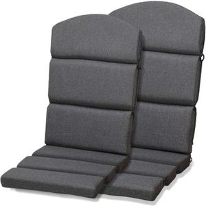 BPS 52x20 Inch Outdoor Adirondack Chair Cushion Set of 2, Fade-Resistant and Water-Resistant Olefin Fabric Patio Chair Cushions with Straps for Outdoor/Indoor Dining Chairs, Rocking Chairs (Charcoal)