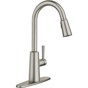 Moen Riley Spot Resist Stainless One-Handle Modern Pulldown Kitchen Faucet Featuring Power Clean and Reflex Docking System for the Spray Head, 7402SRS