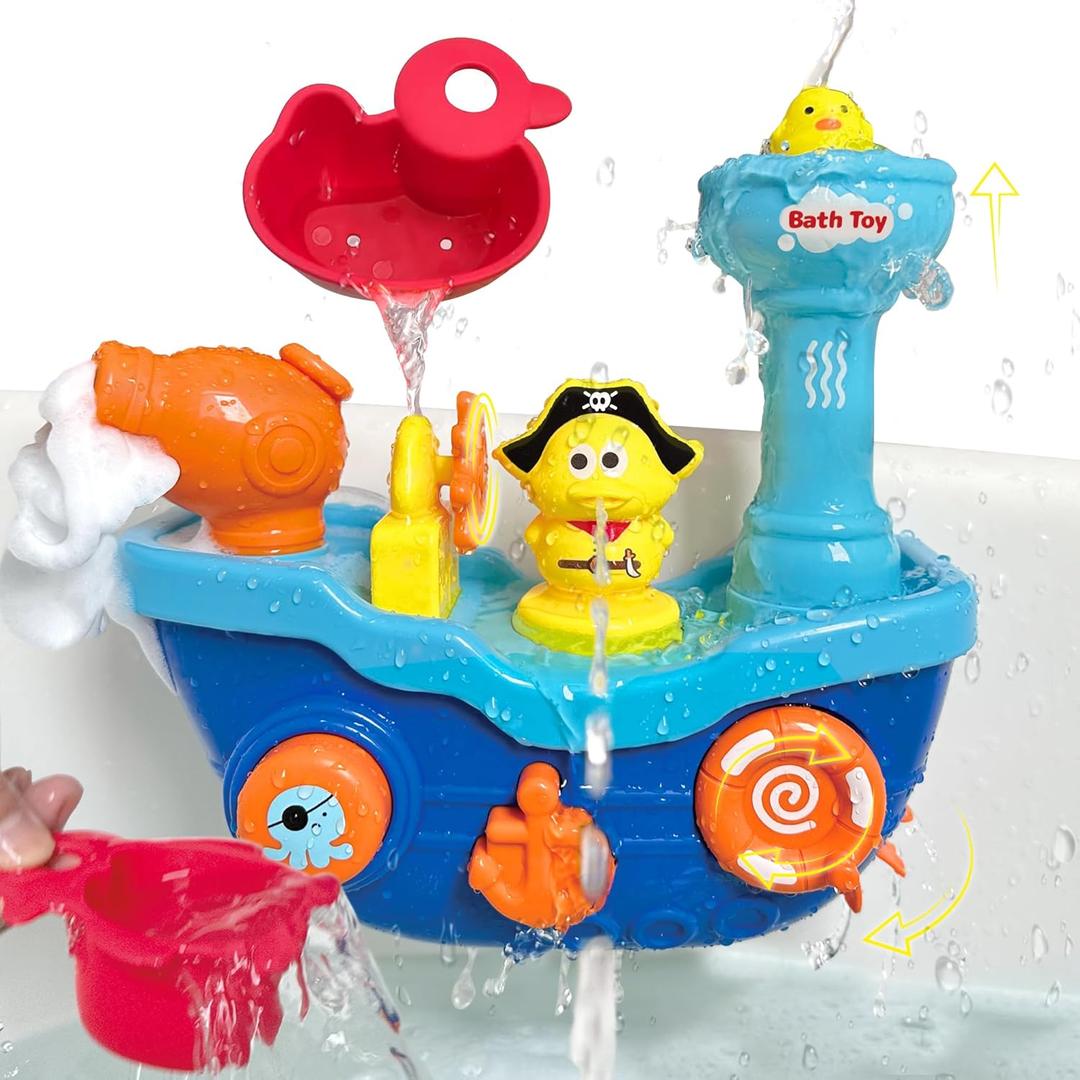 Interactive Bath Toy Duck Boat Baby Bathtub Toys for Toddlers 1-3,Toddlers Bathtub Toys for Kids Ages 4-8 for Girl boy