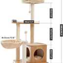 PEQULTI Cat Tree Modern Cat Tower for Indoor Cats,Multilevel Cat Play House with Large Condo, Spacious Hammock, Cozy Top Perch,Scratching Post and Dangling Balls M(18.9"L x 15.8"W x 42"H)