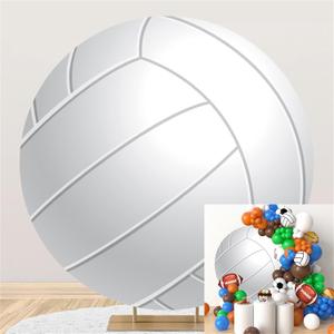 Polyester Diameter 6ft Round White Volleyball Backdrop Sports Fans Theme Party Photography Background Volleyball Lover Birthday Party Decoration Adult Boys Portrait Studio Photo Prop