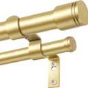 USFOOK 1 Inch Gold Double Curtain Rods for Windows 66 to 120 Inches (5.5 to 10 Ft), Telescopic Dual Curtain Rods with Classic Cap Finial, Double Drapery Rod for Bedroom, Patio