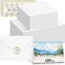 UZLU 150 Pack Watercolor Cards with Envelopes and Stickers, 5x7 Inches Watercolor Paper Cards, 140lb/300GSM Foldable Watercolor Postcards with Envelopes for Birthday Wedding Christmas New Year