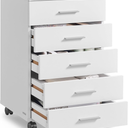 VASAGLE File Cabinet, Mobile Pedestal Filing Cabinet with Wheels, Printer Stand with 5 Drawers, Tool-Free Sliding Rails, for Study, Home Office, Ink Black UOFC081BC02