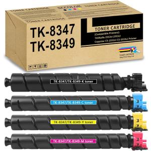 TK8347 TK-8347 TK8349 TK-8349 Toner Cartridge High Capacity 4Pack Compatible TK8347K TK-8347K TK-8347C TK-8347M TK-8347Y Replacement for Kyocera TASKalfa 2552ci 2553ci Copystar CS-2552ci CS-2553ci