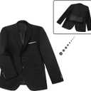 Men's Slim Fit 3 Piece Suit Two Button Business Wedding Dress Tux Suit Set Jacket Vest Pants with Tie (Black, S)