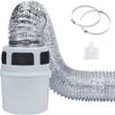 VIWINVELA 3 IN 1 Indoor Dryer Vent Kit Filter Bucket for Electric Dryer with 4-Inch by 5-Feet Proflex Duct (Silver) (with 5 Feet Silver Duct)