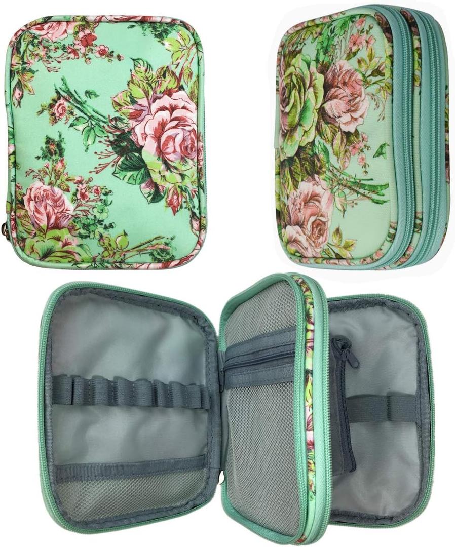 New Crochet Hook Case Without Hooks and Accessories, Zipper Storage Organizer Bag with Web Pockets for Various Crochet Needles/Knitting Accessories/Crochet Hook Kit Tools, Lightweight, Easy to Hold