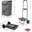 Shopping Cart, Super Loading Grocery Trolley, 220 lbs Capacity, Foldable Cart with Extra Large 55L Shopping Bag Portable Grocery Utility Cart with Adjustable Bungee Cord (Gray)