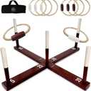 SWOOC Games - Rustic Ring Toss Game (All Weather) - Easy Setup & Extra Games Included - Ring Toss Game for Adults - Outdoor Acitivities for Adults - Yard Toys for Kids - Backyard Fun - Outdoor Party