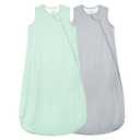 Supersoft Rayon Made from Bamboo Sleep Sack 6-12 Months 0.5 Tog Lightweight Toddler Sleep Sack Baby Wearable Blanket with 2-Way Zipper Summer Unisex Sleeping Bag for Babies (2 Pack) Green & Gray