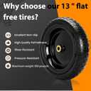 13" Flat Free Wheels Replacement for GOR Garden Cart Tires, 4.00-6 Solid Tires with 5/8"Bearings, 13" No Flat Wheels for GOR Garden Carts/Hand Trucks/Garden Carts