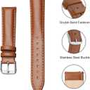 Leather Watch Bands Compatible with Garmin Venu 2S/Vivoactive 4S/Venu 3S/Vivomove 3S, 18mm Soft Genuine Leather Replacement Wristband for Garmin Forerunner 265S/255S/255S Music Women Men
