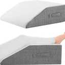 Leg Pillow for Elevation & Support, 24"x22"x10" Memory Foam Cushion with Grey White Patterned Polyester Cover, Ideal for Improving Circulation & Relaxing Leg (Flat to top 10 in)