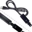 Bravsekai Black Track Lighting Live End Cord, 4.92FT H Track Live End Feed Connector with Switch, Suitable for H Type Single Circuit 3-Wire-1 Track Lighting Systems