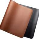OfficeOzone Desk Mat with All-New Edge Stitch, Double-Sided, Black and Brown, 35.4" x 15.7"
