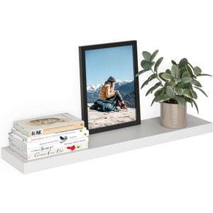 Ballucci Floating Shelf, 36" Wood Wall Shelf with Invisible Brackets for Bathroom, Living Room, Bedroom, Kitchen, Nursery, 8" Deep, White (36" - 1 Piece, White)